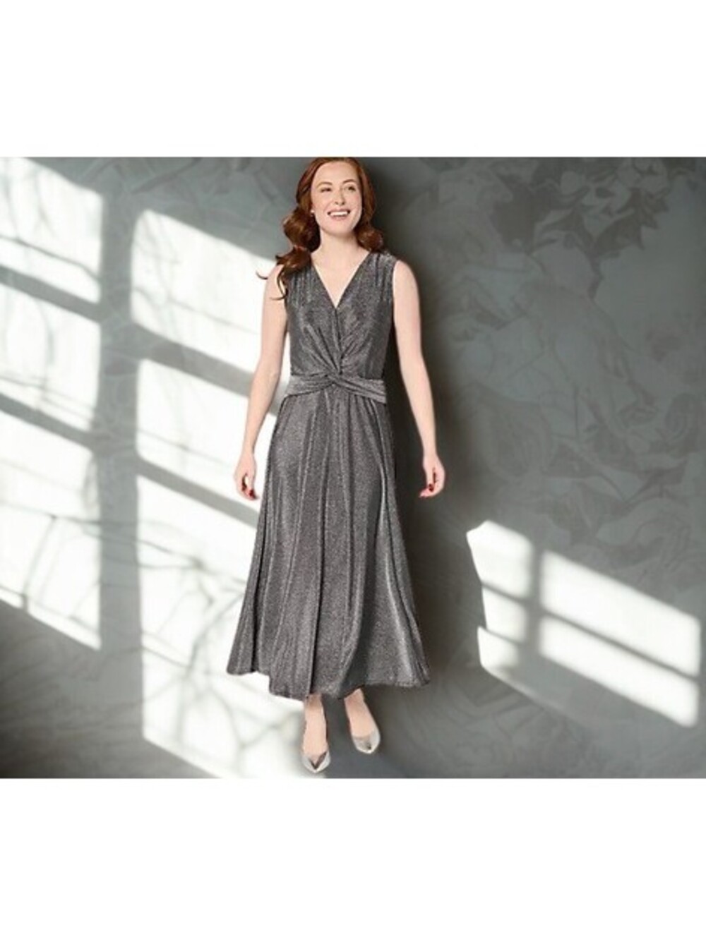 Destination 365 Regular Lurex Knit Twist Front Maxi Dress BLACK XL
